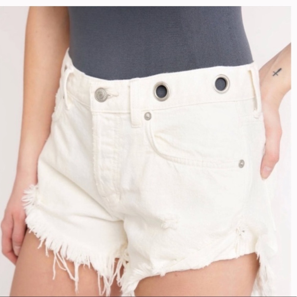 Free People White Jean Shorts